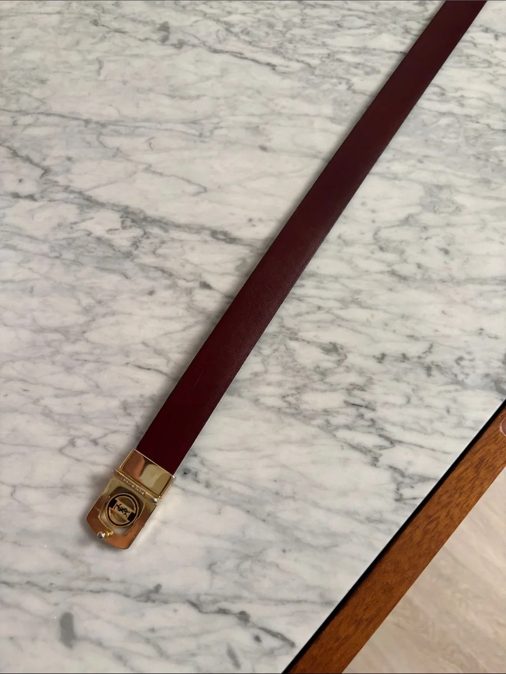 Yves Saint Laurent Metal Spining YSL Logo Reversible Belt